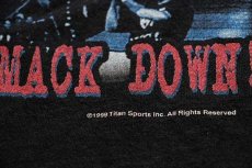 画像6: 90s USA製 THE ROCK LAYIN' THE SMACK DOWN! プロレス 両面プリント コットンTシャツ 黒 3XL★特大 (6)