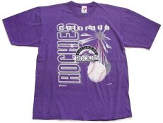 画像2: 90s USA製 MLB COLORADO ROCKIES ロッキーズ コットンTシャツ 紫 XL (2)