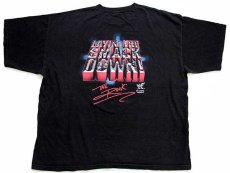 画像3: 90s USA製 THE ROCK LAYIN' THE SMACK DOWN! プロレス 両面プリント コットンTシャツ 黒 3XL★特大 (3)