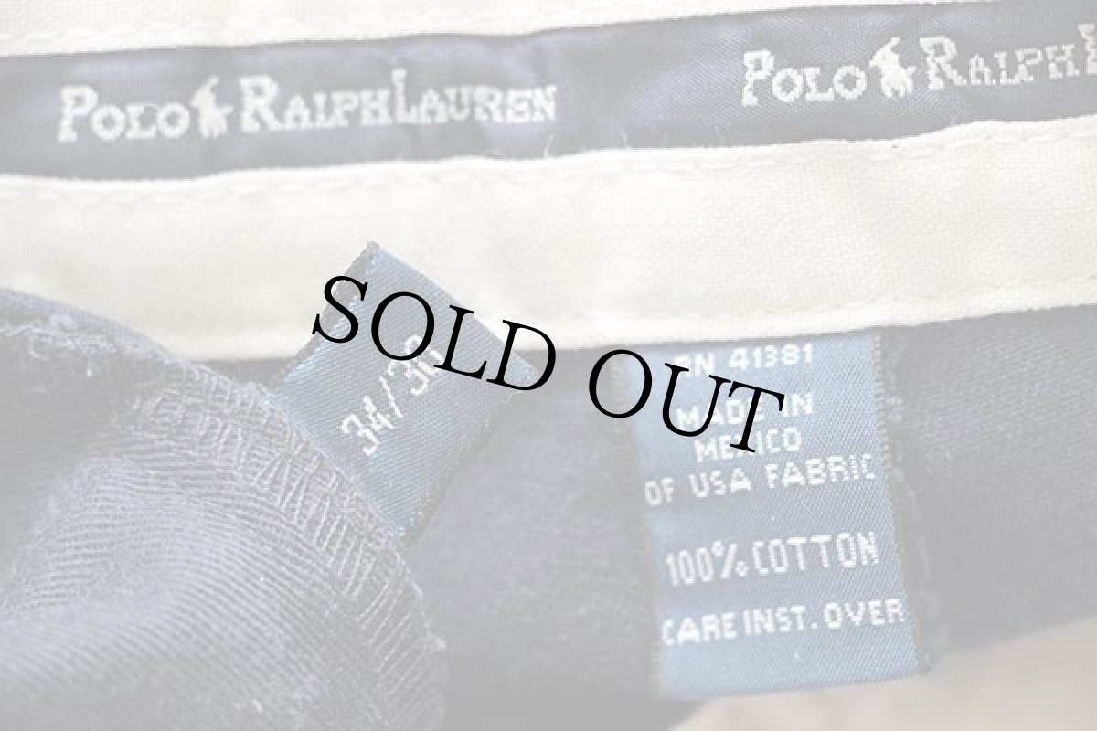 画像6: 90s ポロ ラルフローレン ツータック コットン チノパン 紺 w34 L30★95 (6)