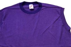 画像1: 90s USA製 JERZEES 無地 ノースリーブ コットンTシャツ 紫 L (1)