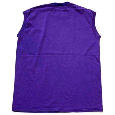 画像3: 90s USA製 JERZEES 無地 ノースリーブ コットンTシャツ 紫 L (3)