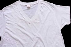 画像4: デッドストック★80s USA製 Christopher Hart 無地 Vネック コットンTシャツ 白 2X (4)