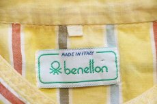 画像4: 80s イタリア製 benettonベネトン マルチストライプ バンドカラー 半袖 コットンシャツ (4)