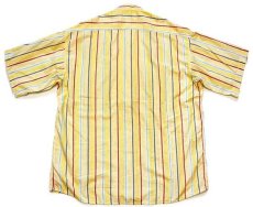 画像2: 80s イタリア製 benettonベネトン マルチストライプ バンドカラー 半袖 コットンシャツ (2)