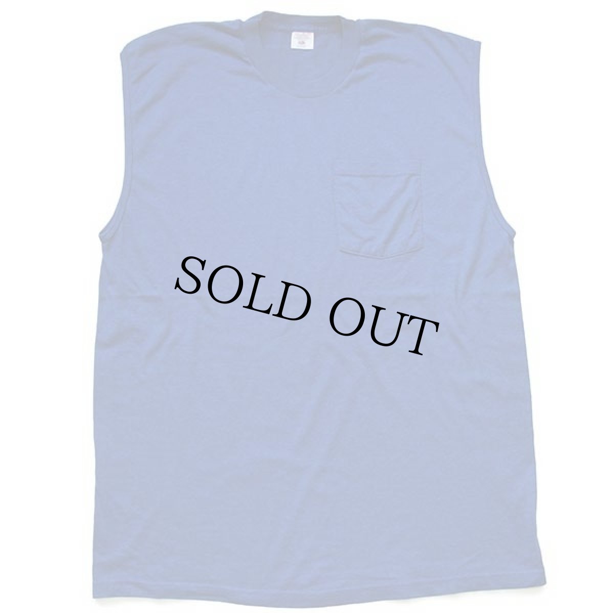 画像2: 00s FRUIT OF THE LOOM 無地 ノースリーブ ポケットTシャツ 青 2XL★特大 (2)