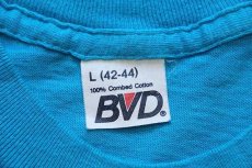 画像4: 80s USA製 BVD 無地 コットン ポケットTシャツ 青 L (4)