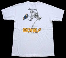 画像3: 00s POWELL PERALTA パウエル ペラルタ BONES スカル スケートボード 両面プリント コットンTシャツ 白 L (3)