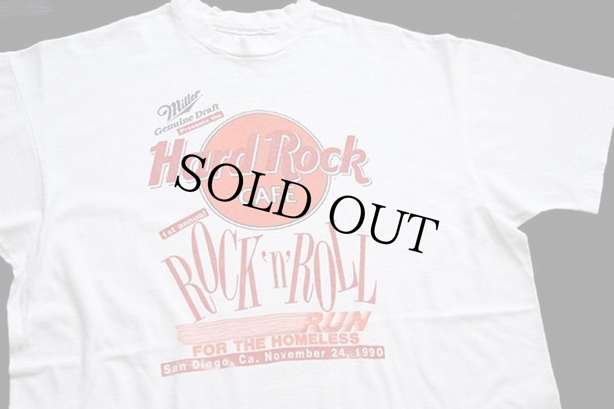 画像1: 90s USA製 Hard Rock Cafe ハードロック カフェ Miller ROCK'n'ROLL コットンTシャツ 生成り XL (1)