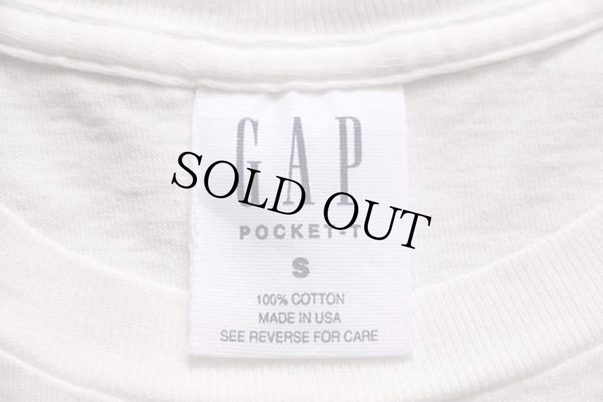 画像4: 90s USA製 GAPギャップ 無地 コットン ポケットTシャツ 白 S (4)