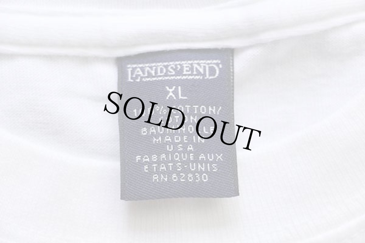 画像4: 90s USA製 LANDS'ENDランズエンド 無地 コットン ポケットTシャツ 白 ボーイズXL (4)