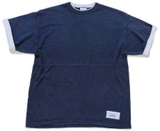 画像2: 90s USA製 DISCUS 無地 レイヤード コットンTシャツ 紺×杢グレー XL (2)