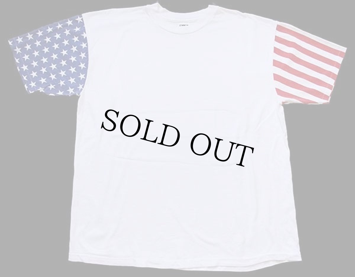 画像2: 90s USA製 星条旗柄 切り替え コットンTシャツ 白 XXL★特大 (2)