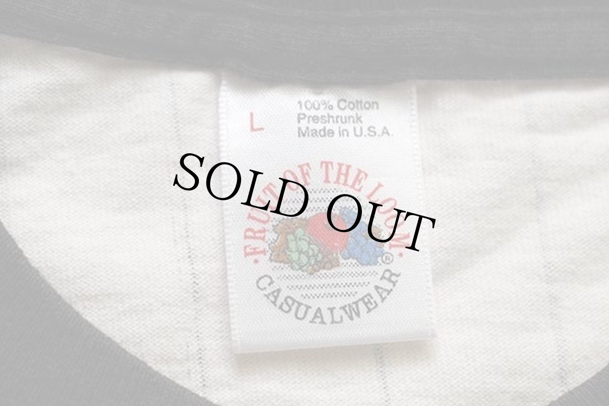 画像5: 90s USA製 ツートン ストライプ B.C. 13 ナンバリング コットン ベースボールTシャツ 生成り×黒 L (5)