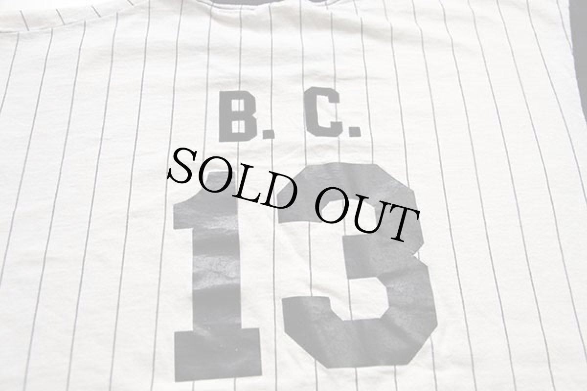 画像4: 90s USA製 ツートン ストライプ B.C. 13 ナンバリング コットン ベースボールTシャツ 生成り×黒 L (4)