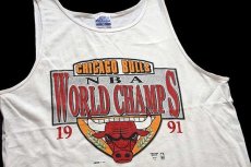 画像1: 90s USA製 NBA CHICAGO BULLS シカゴ ブルズ WORLD CHAMPS コットン タンクトップ 白 XL (1)