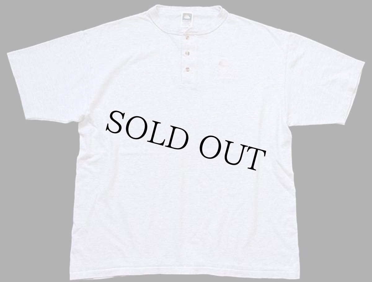 画像2: 90s USA製 Bay Networks 刺繍 ヘンリーネック コットンTシャツ 杢ライトグレー XL (2)