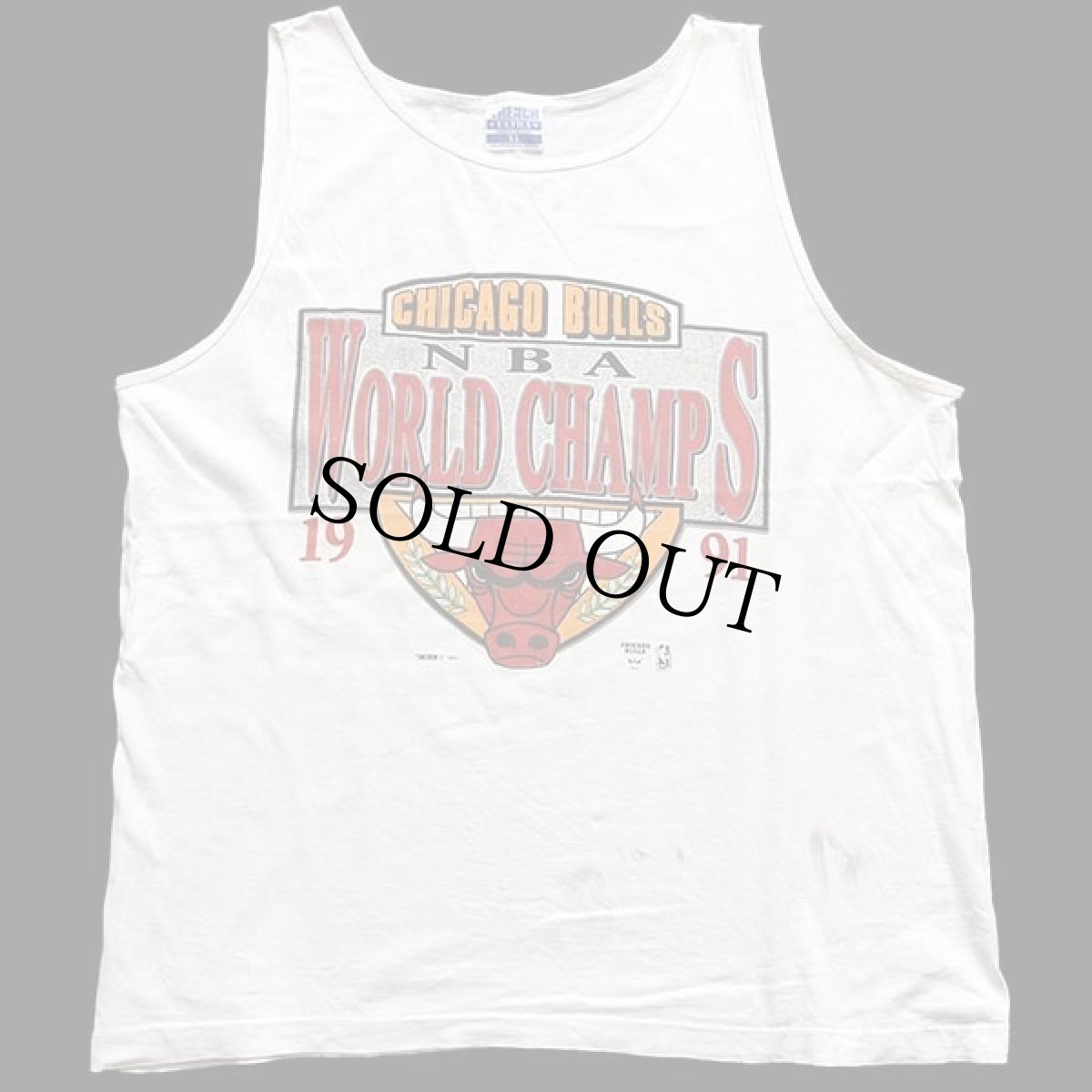 画像2: 90s USA製 NBA CHICAGO BULLS シカゴ ブルズ WORLD CHAMPS コットン タンクトップ 白 XL (2)