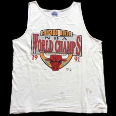 画像2: 90s USA製 NBA CHICAGO BULLS シカゴ ブルズ WORLD CHAMPS コットン タンクトップ 白 XL (2)