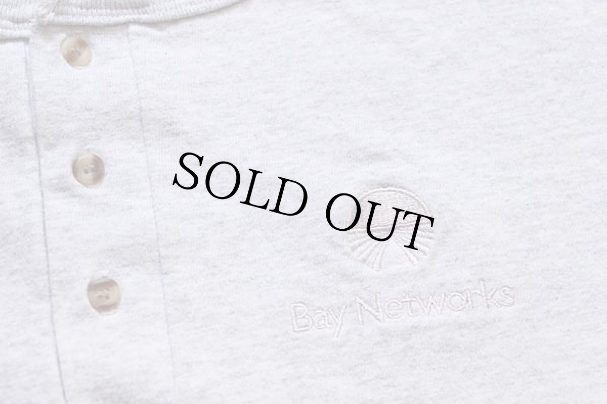 画像5: 90s USA製 Bay Networks 刺繍 ヘンリーネック コットンTシャツ 杢ライトグレー XL (5)