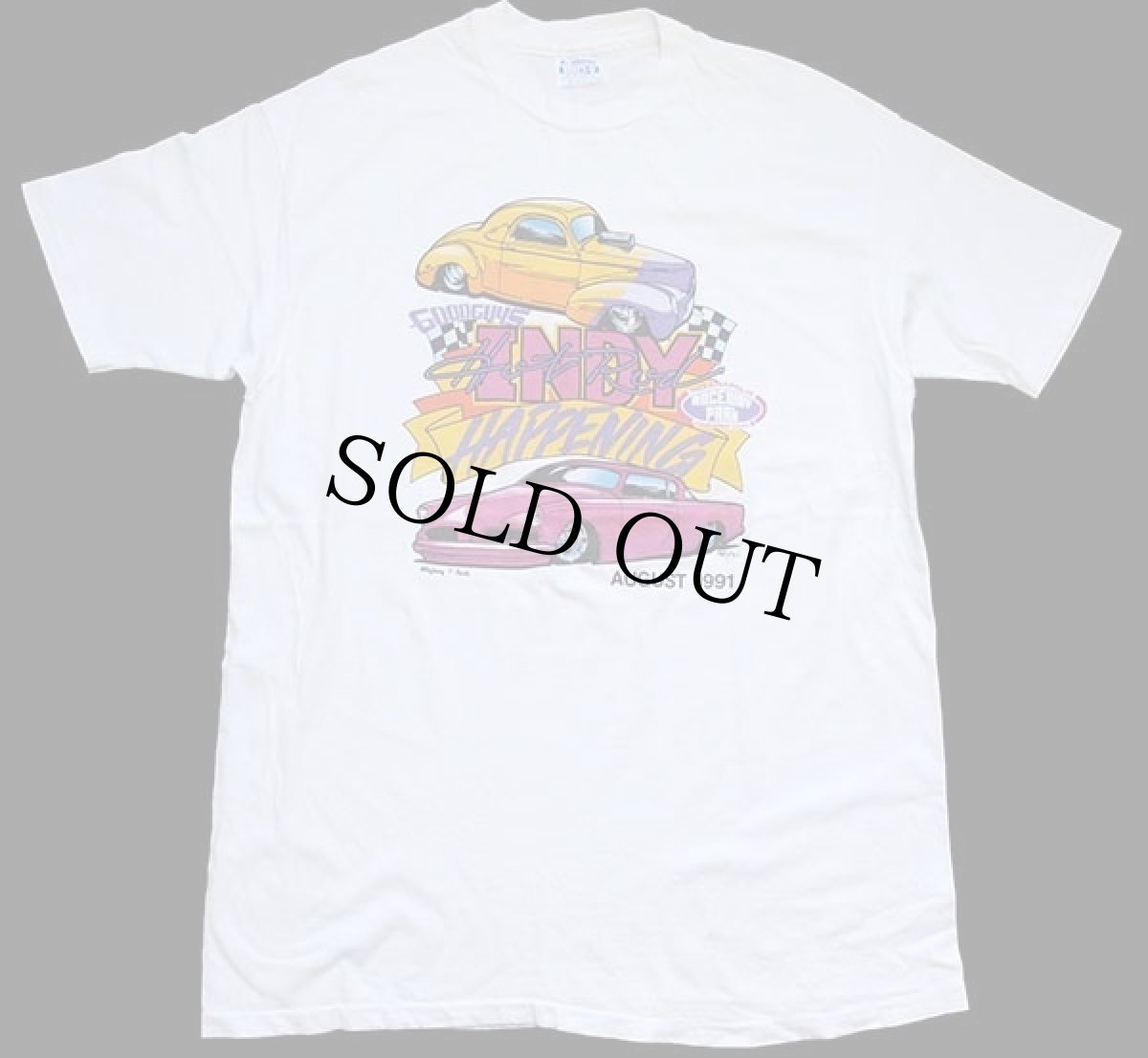 画像2: 90s USA製 Hanes GOODGUYS INDY HOTROD HAPPENING 両面プリント コットンTシャツ 白 XL (2)