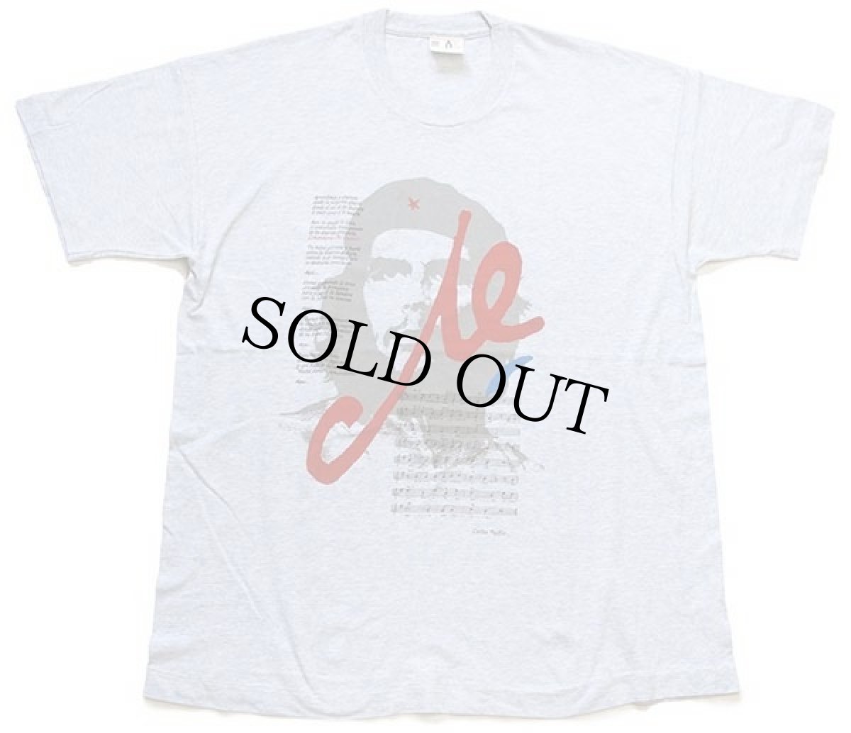 画像2: 90s イタリア製 チェゲバラ 楽譜 コットンTシャツ 杢ブルー (2)