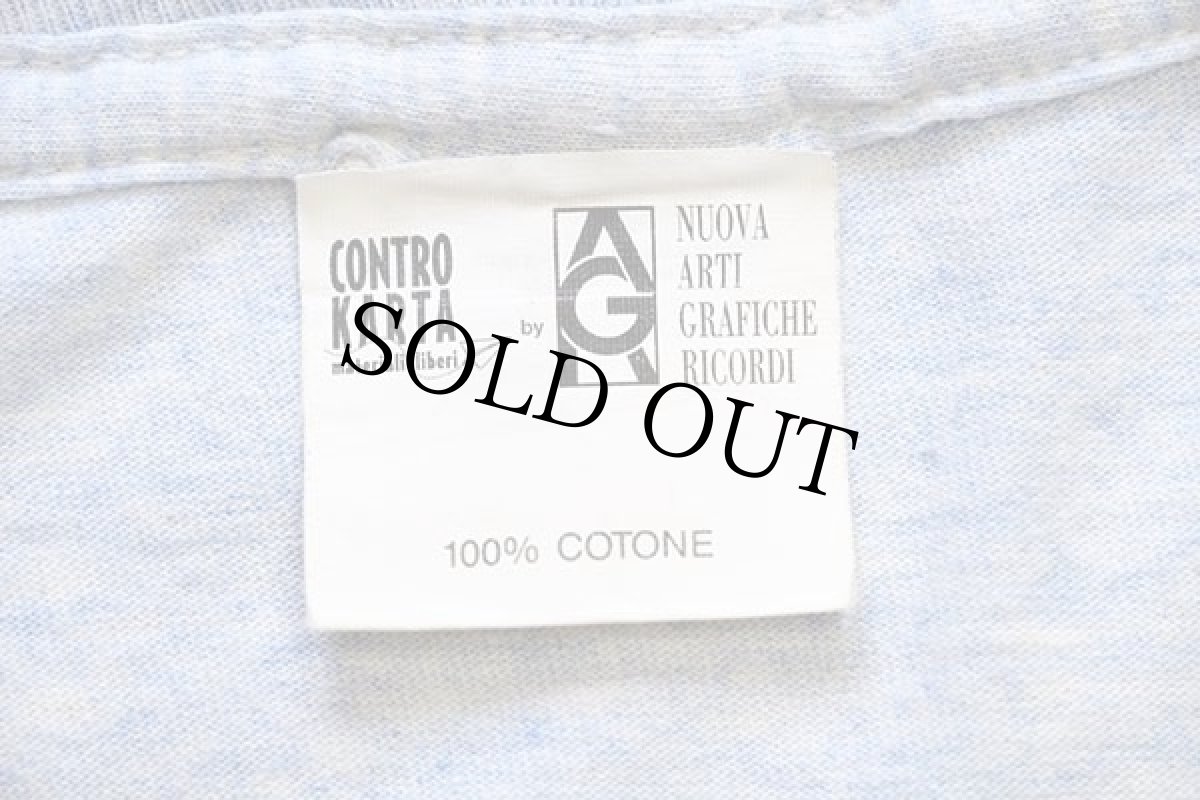 画像4: 90s イタリア製 チェゲバラ 楽譜 コットンTシャツ 杢ブルー (4)