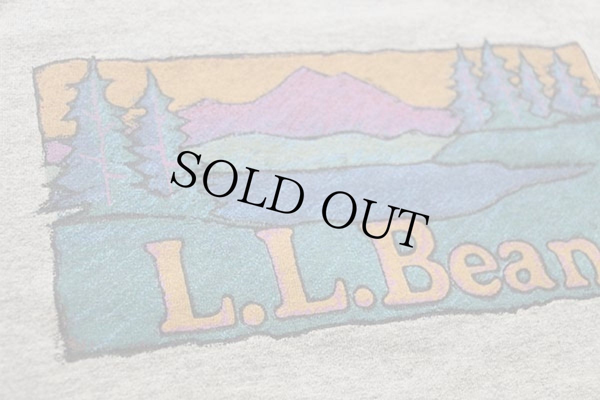画像4: 90s USA製 L.L.Bean ロゴ アート コットンTシャツ 杢グレーベージュ M (4)