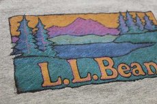 画像4: 90s USA製 L.L.Bean ロゴ アート コットンTシャツ 杢グレーベージュ M (4)