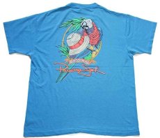 画像3: 90s USA製 Panama Jack パナマジャック オウム コットンTシャツ 水色 XL (3)