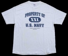 画像2: USA製 PROPERTY OF U.S.NAVY ひび割れプリント コットンTシャツ 白 XL (2)