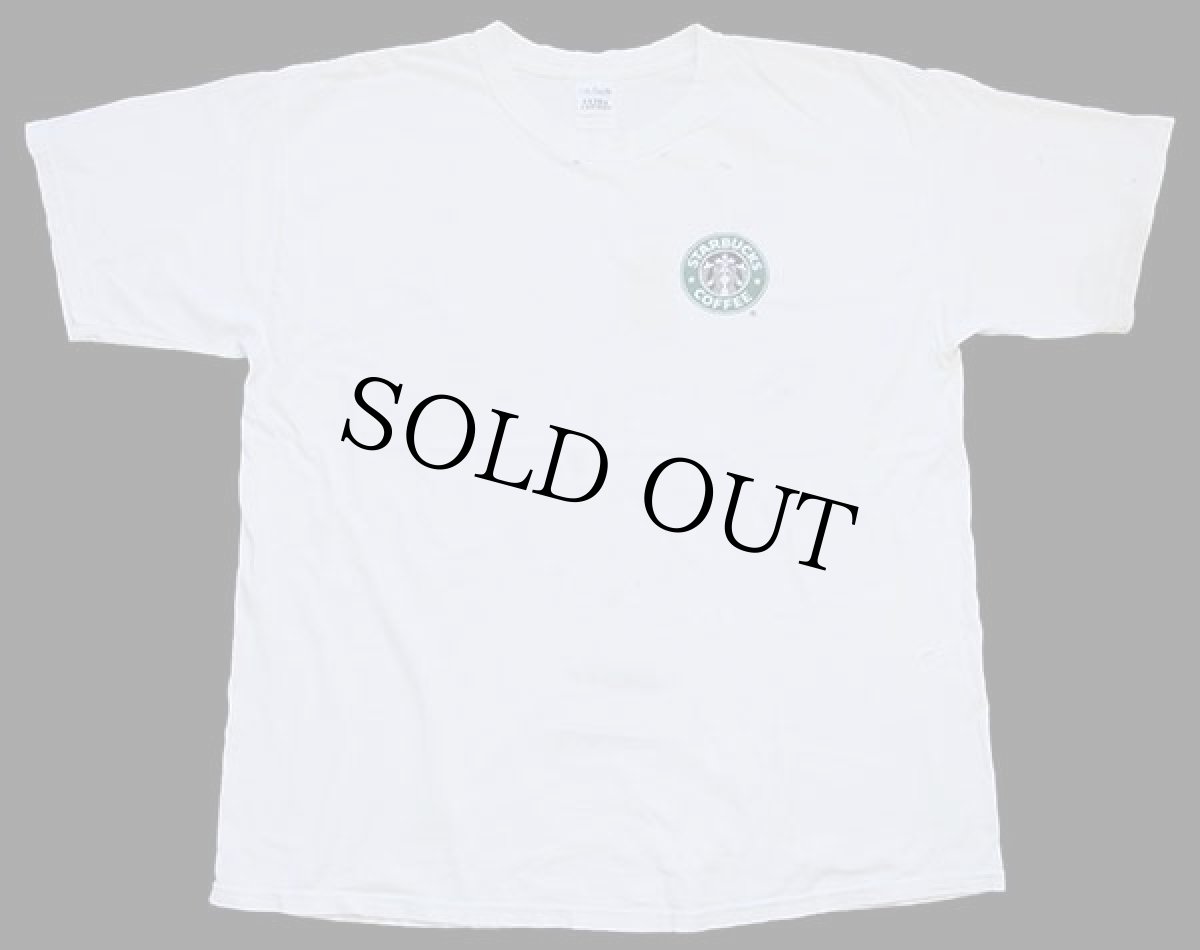 画像2: 00s STARBUCKS COFFEE スターバックス コーヒー ロゴ Kansas is Waking 両面プリント コットンTシャツ ボロ 白 XL (2)