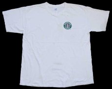 画像2: 00s STARBUCKS COFFEE スターバックス コーヒー ロゴ Kansas is Waking 両面プリント コットンTシャツ ボロ 白 XL (2)