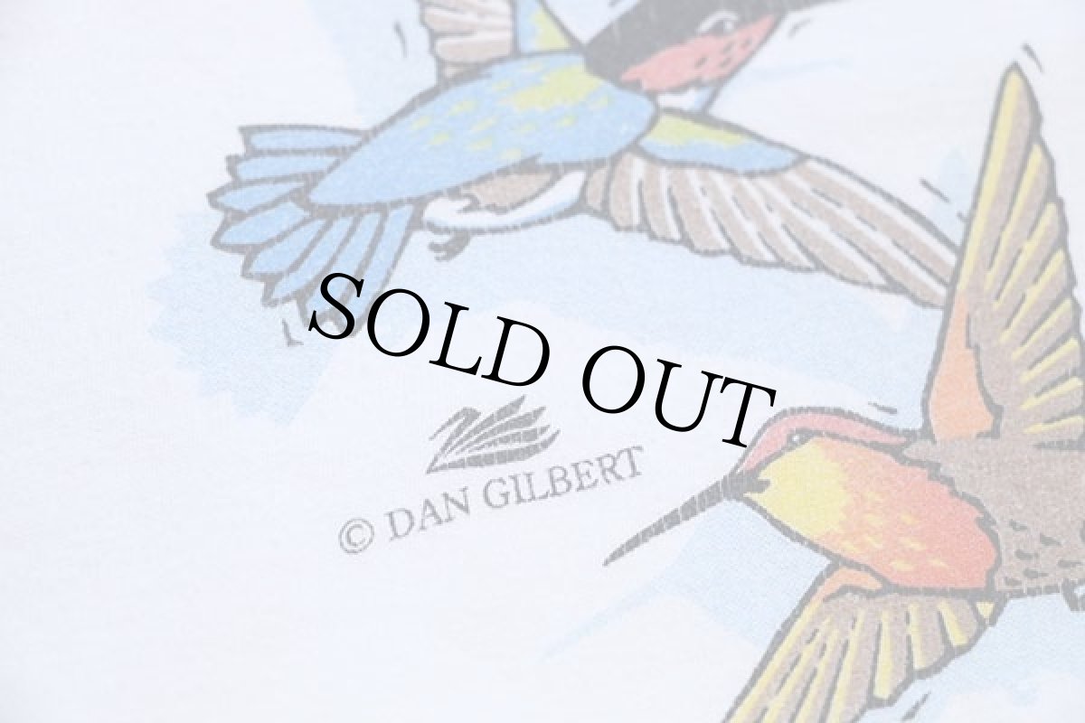 画像5: 90s USA製 Hanes ハチドリ アート コットンTシャツ 白 XL (5)