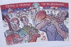 画像4: 00s STARBUCKS COFFEE スターバックス コーヒー ロゴ Kansas is Waking 両面プリント コットンTシャツ ボロ 白 XL (4)