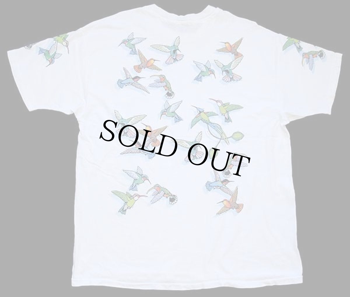 画像3: 90s USA製 Hanes ハチドリ アート コットンTシャツ 白 XL (3)