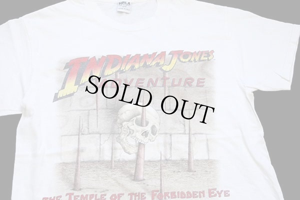 画像1: 90s USA製 INDIANA JONES ADVENTURE インディジョーンズ コットンTシャツ アイボリー S/M (1)