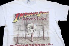 画像1: 90s USA製 INDIANA JONES ADVENTURE インディジョーンズ コットンTシャツ アイボリー S/M (1)