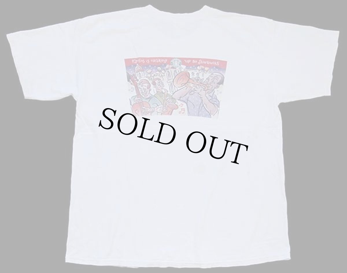 画像3: 00s STARBUCKS COFFEE スターバックス コーヒー ロゴ Kansas is Waking 両面プリント コットンTシャツ ボロ 白 XL (3)