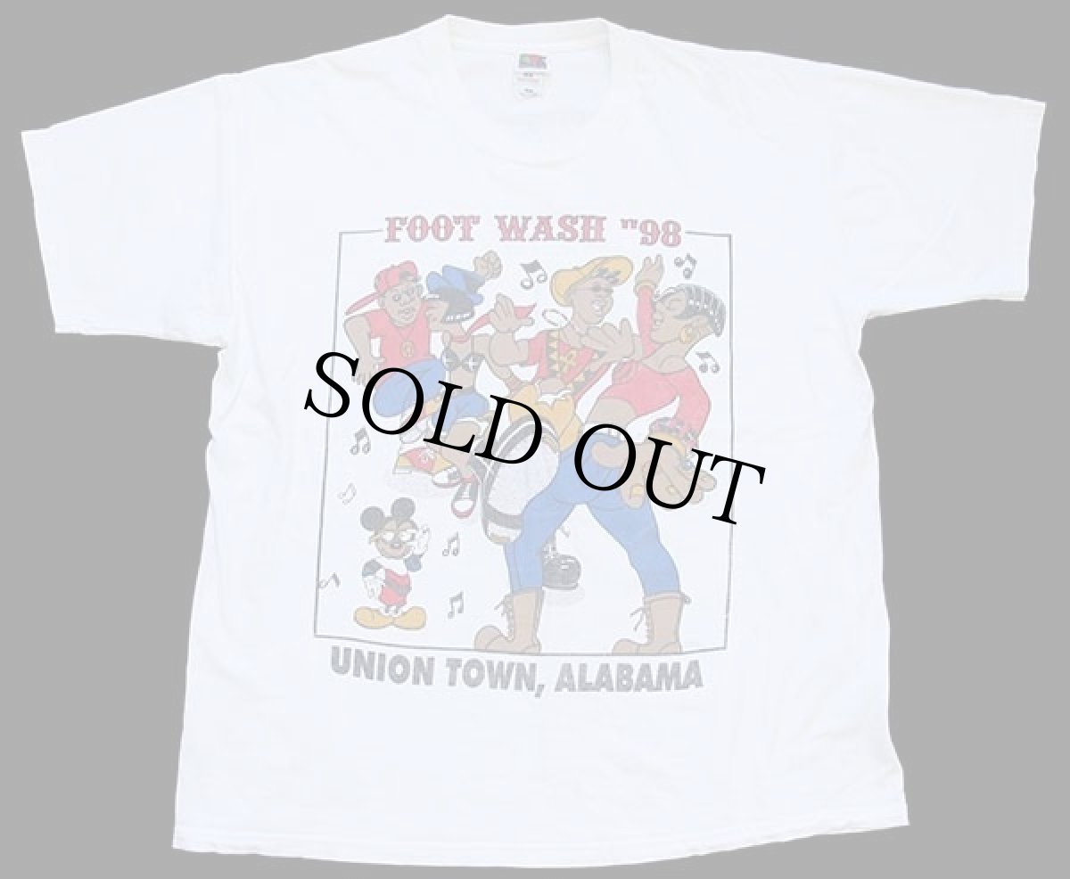 画像2: 90s FOOT WASH 98 ヒップホップ ミッキー マウス 両面プリント コットンTシャツ 白 XL (2)