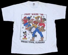 画像2: 90s FOOT WASH 98 ヒップホップ ミッキー マウス 両面プリント コットンTシャツ 白 XL (2)