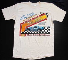 画像2: 80s USA製 National Muffler Mobile International Raceway チェッカーフラッグ Tシャツ ベージュ L (2)