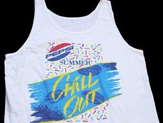 画像1: 90s PEPSI ペプシ コーラ SUMMER CHILL OUT コットン タンクトップ 白 XL (1)