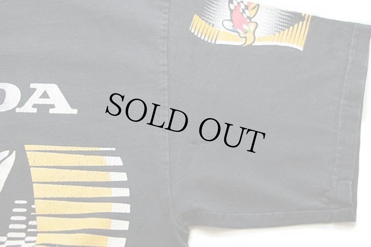 画像4: 00s HONDA Racing ホンダ ウッディー ウッドペッカー コットンTシャツ 黒 ボロ L (4)