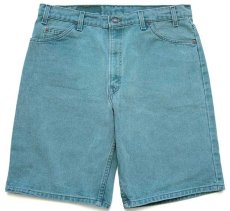 画像1: 90s USA製 Levi'sリーバイス 550 カラーデニム ショートパンツ 薄緑 w36★ショーツ (1)