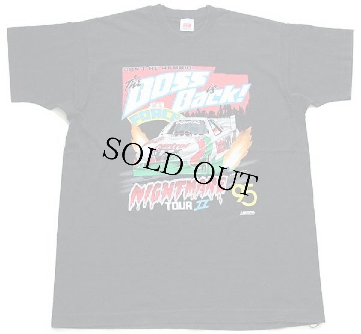 画像2: 90s USA製 The Boss is Back! JOHN FORCE NIGHTMARE TOUR 2 ドラッグレース 両面プリント コットンTシャツ 黒 XL (2)