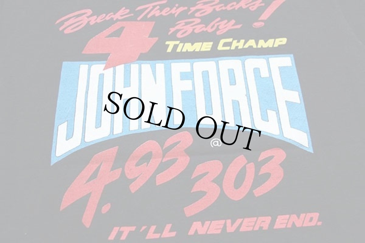 画像4: 90s USA製 The Boss is Back! JOHN FORCE NIGHTMARE TOUR 2 ドラッグレース 両面プリント コットンTシャツ 黒 XL (4)