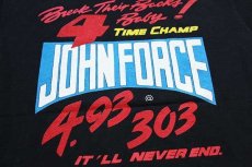 画像4: 90s USA製 The Boss is Back! JOHN FORCE NIGHTMARE TOUR 2 ドラッグレース 両面プリント コットンTシャツ 黒 XL (4)