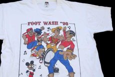 画像1: 90s FOOT WASH 98 ヒップホップ ミッキー マウス 両面プリント コットンTシャツ 白 XL (1)