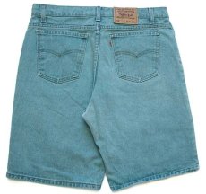 画像2: 90s USA製 Levi'sリーバイス 550 カラーデニム ショートパンツ 薄緑 w36★ショーツ (2)